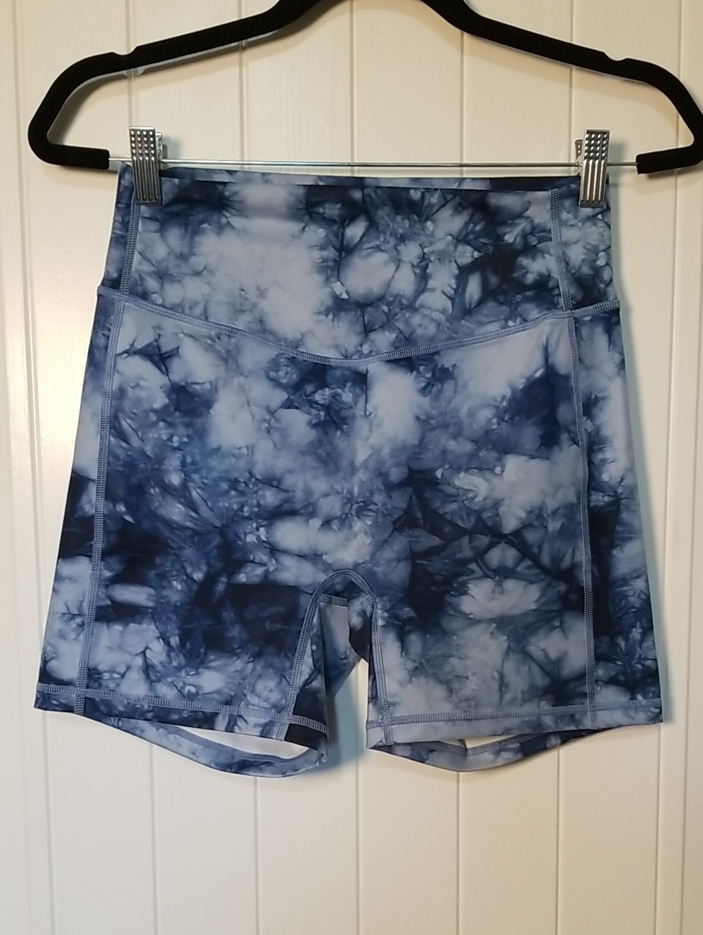 High-Rise Blue Tie-Dye Bike Shorts